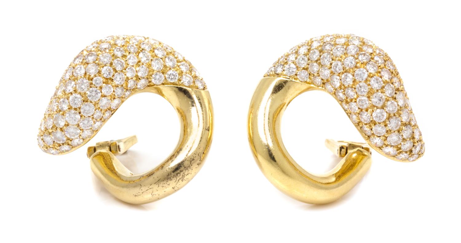 A Pair of 18 Karat Yellow Gold and Diamond Earclips, Namdar, 16.90 dwts.