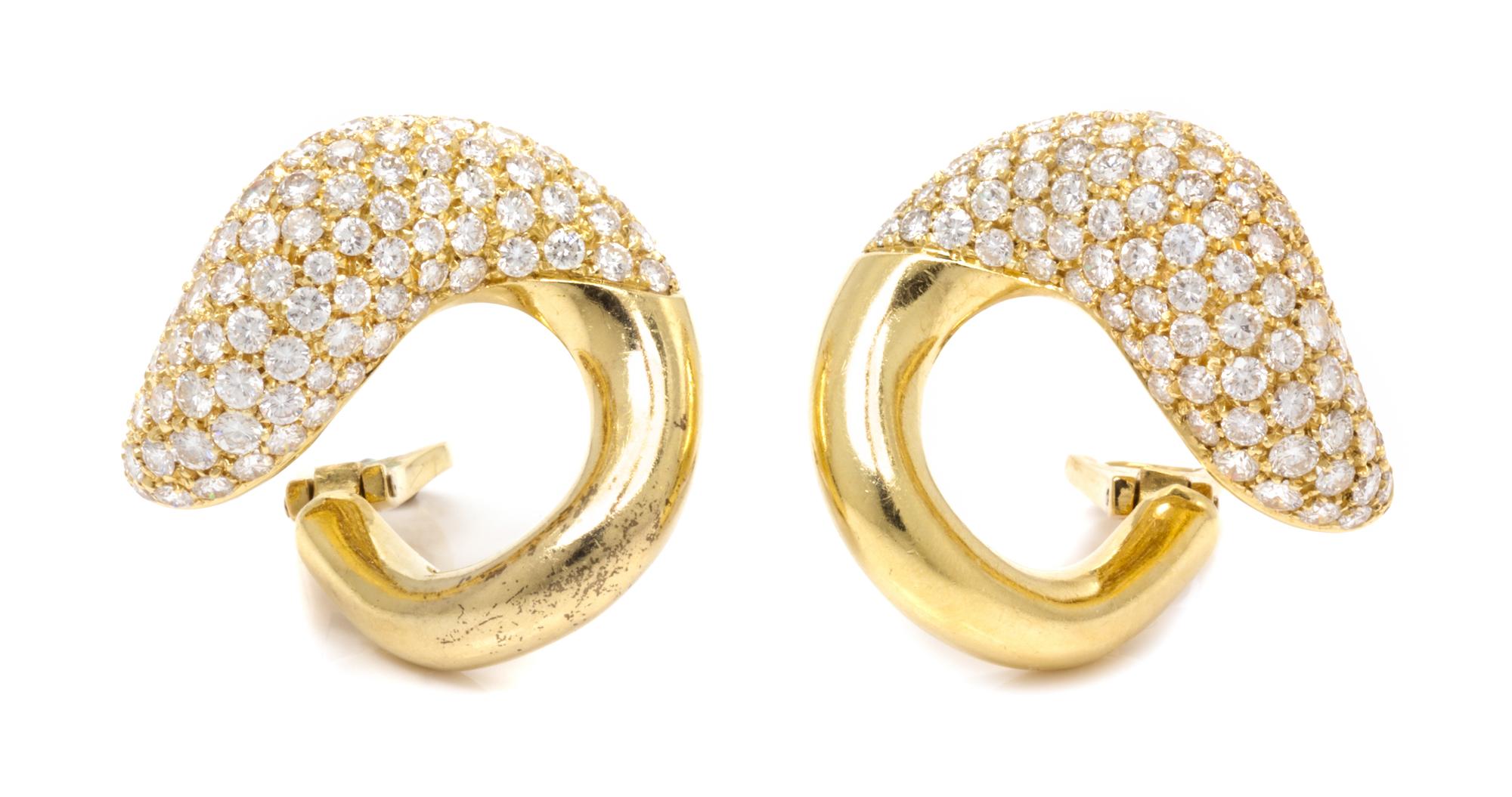 A Pair of 18 Karat Yellow Gold and Diamond Earclips, Namdar, 16.90 dwts.