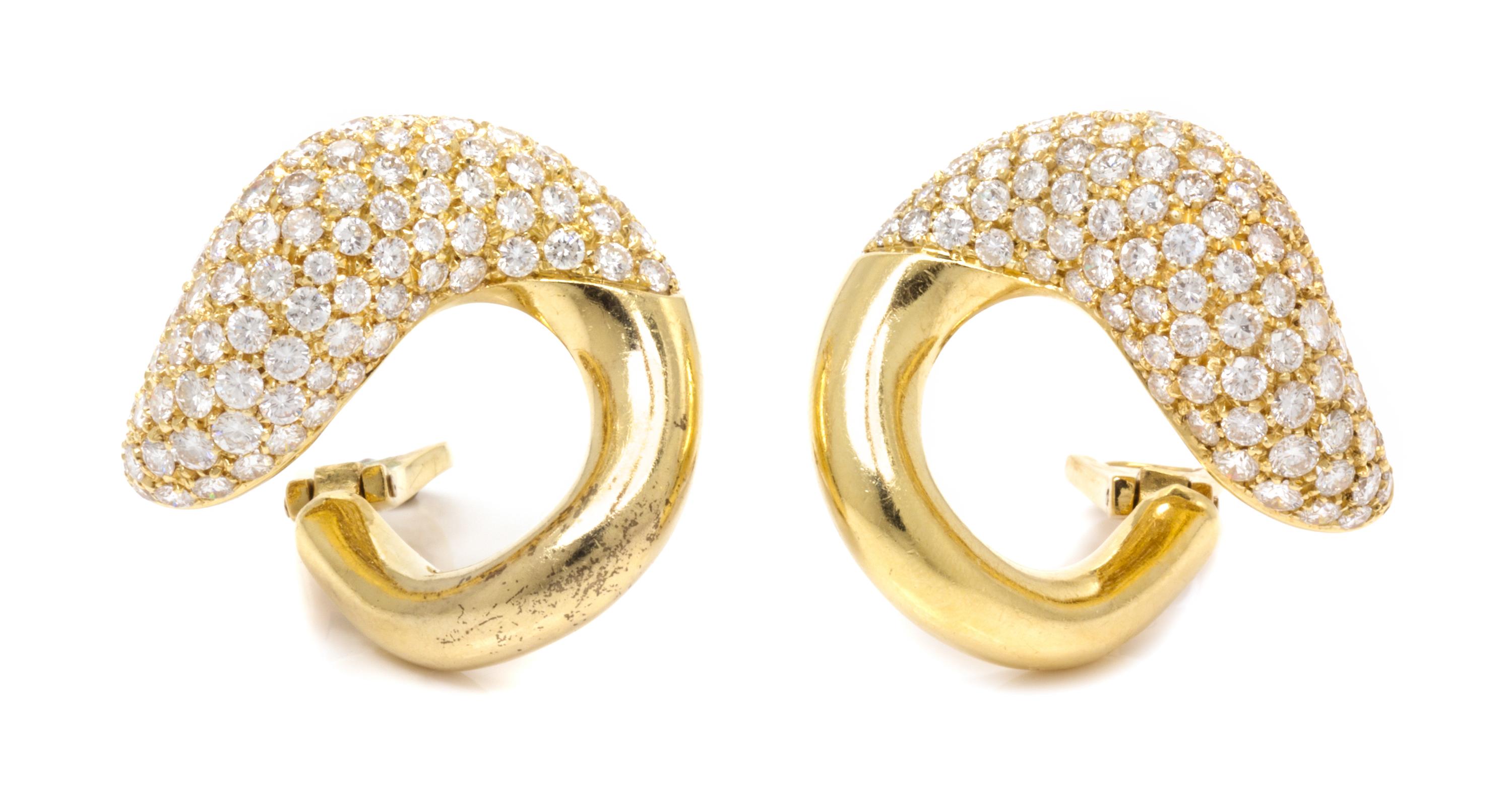 A Pair of 18 Karat Yellow Gold and Diamond Earclips, Namdar, 16.90 dwts.