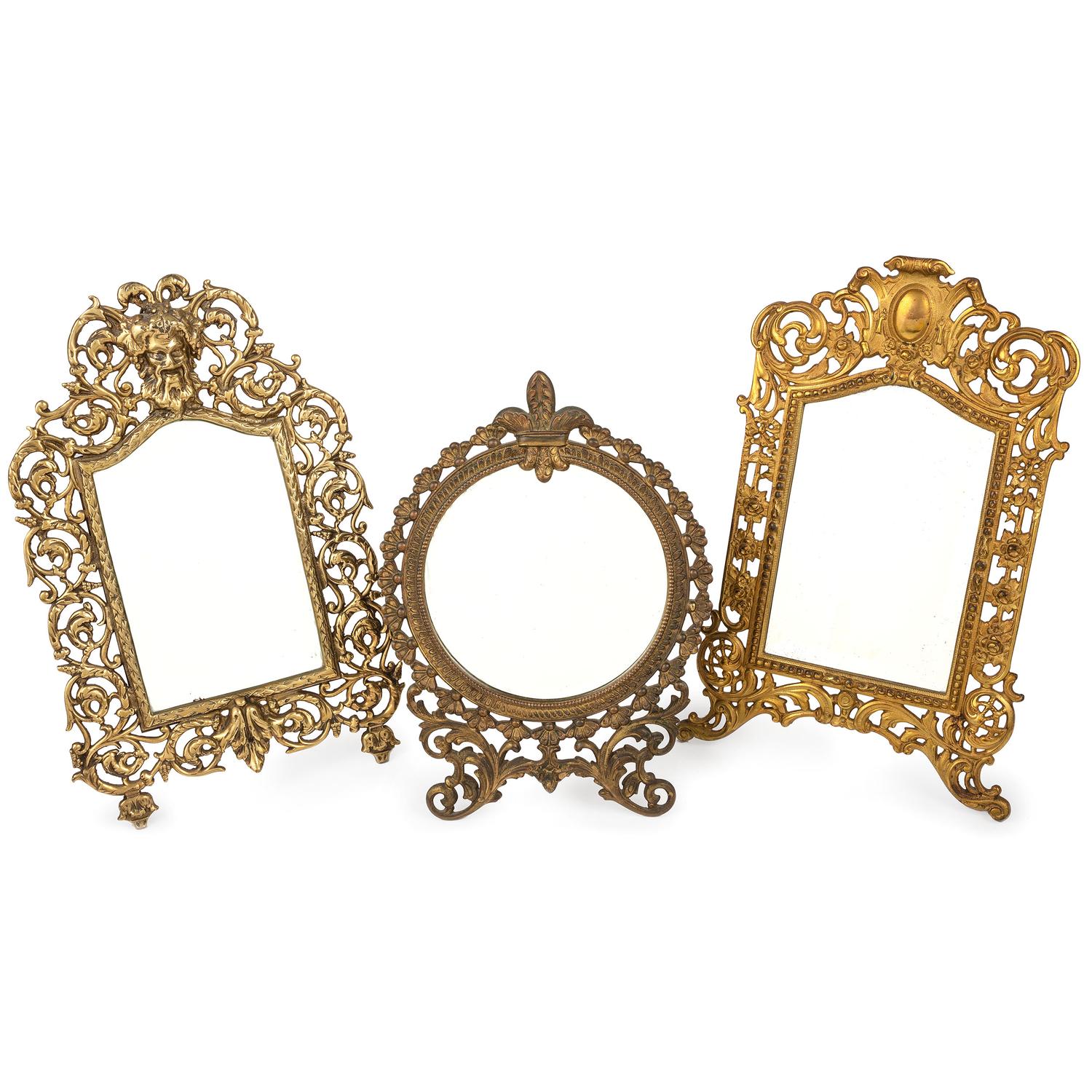 Five Victorian Cast Metal Mirrors