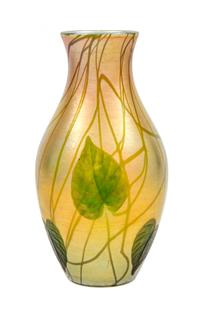 A Tiffany Intaglio Cut Favrile Vase Height 8 7/8 inches.
