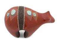 Redware Pottery Bear, with Turquoise and Heishi