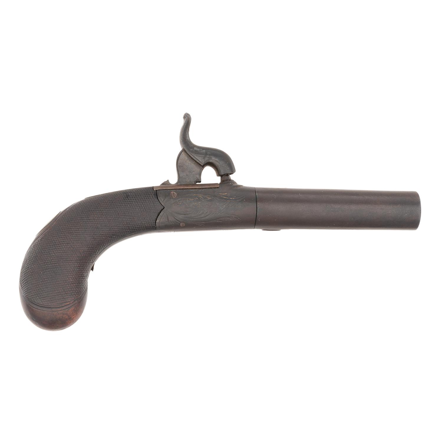 Tryon Retailer Marked English Percussion Twist-Off Pocket Pistol
