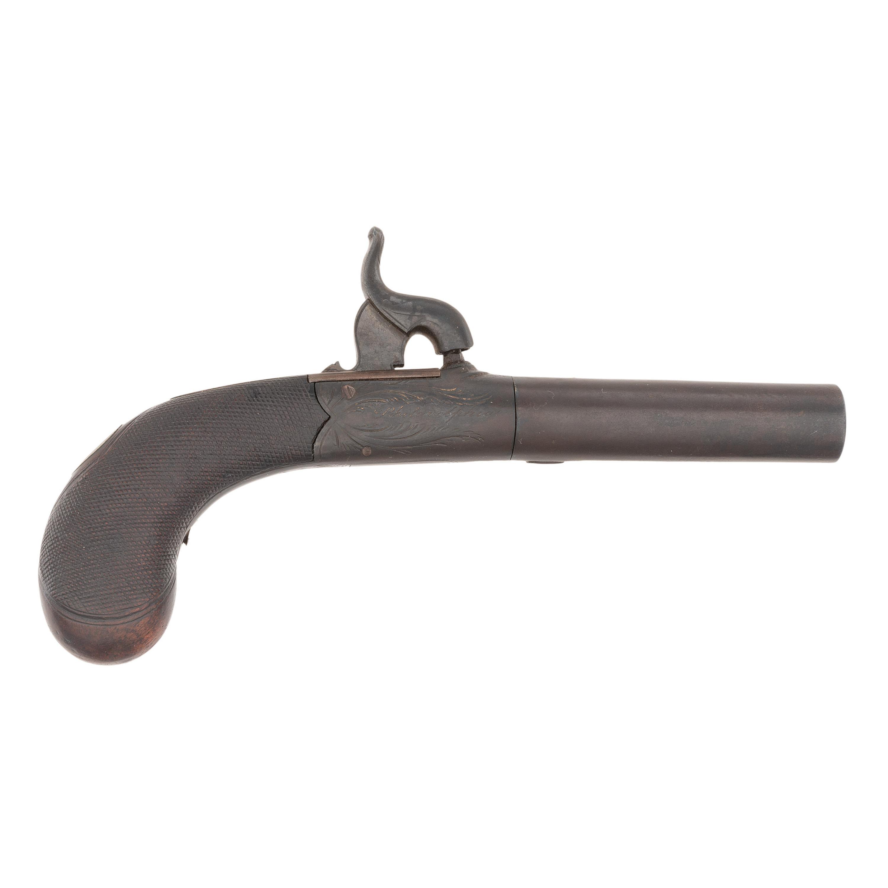 Tryon Retailer Marked English Percussion Twist-Off Pocket Pistol