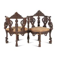 An Italian Carved Walnut Tête-à-Tête