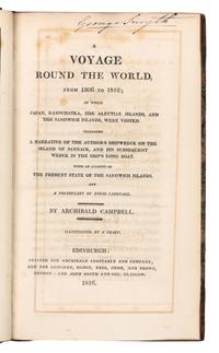 CAMPBELL, Archibald, Seaman. A Voyage Round the World, from 1806 to 1812. Edinburgh, 1816. FIRST EDITION.