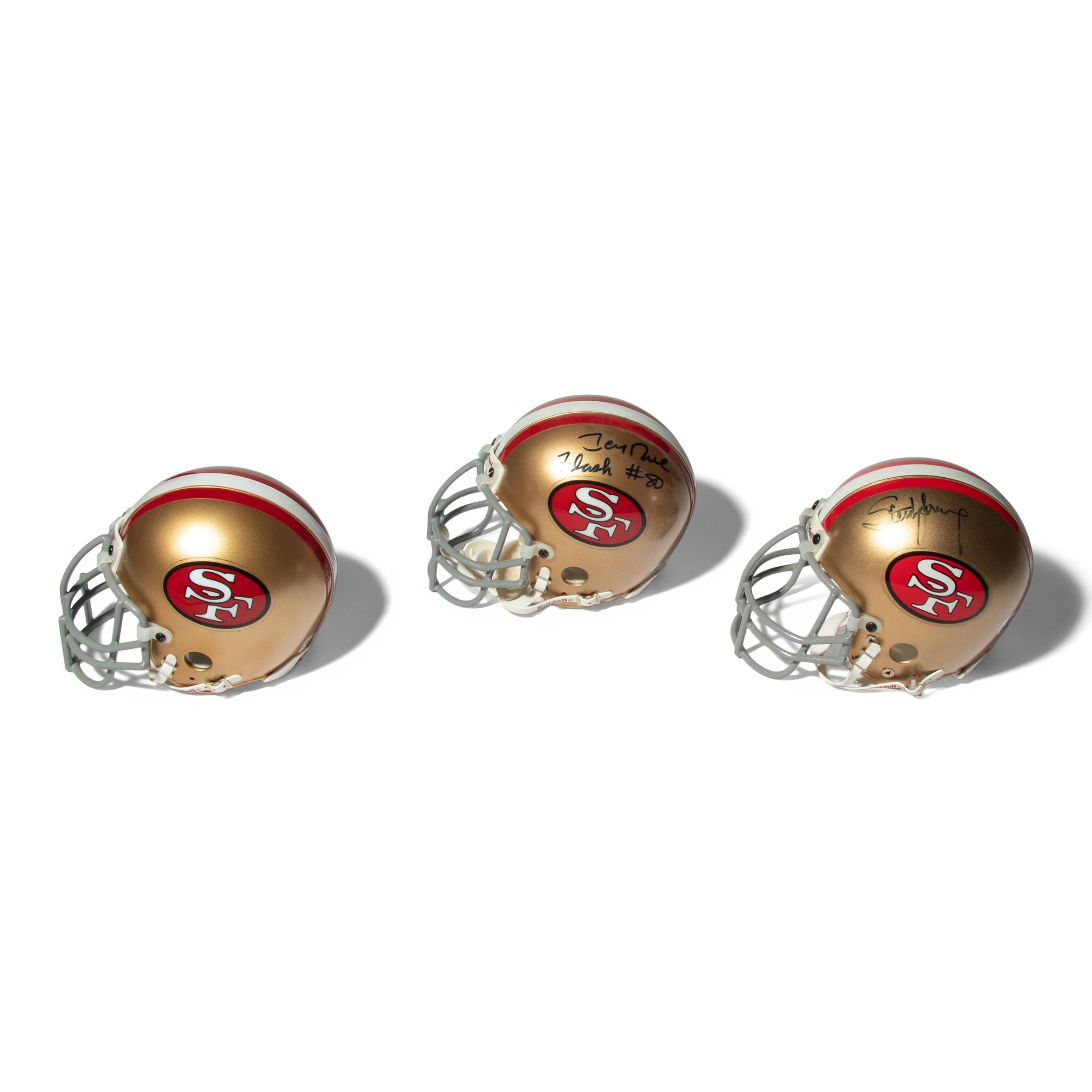 A Collection of San Francisco 49ers Hall of Fame Signed Autograph Mini Helmets