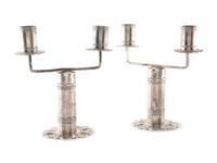Pair of Heavily Stamped Silver Candelabras