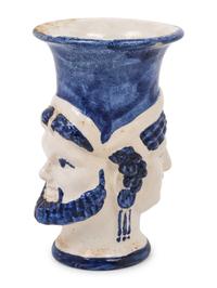 A Blue and White Glazed Pottery Two-Headed Cup