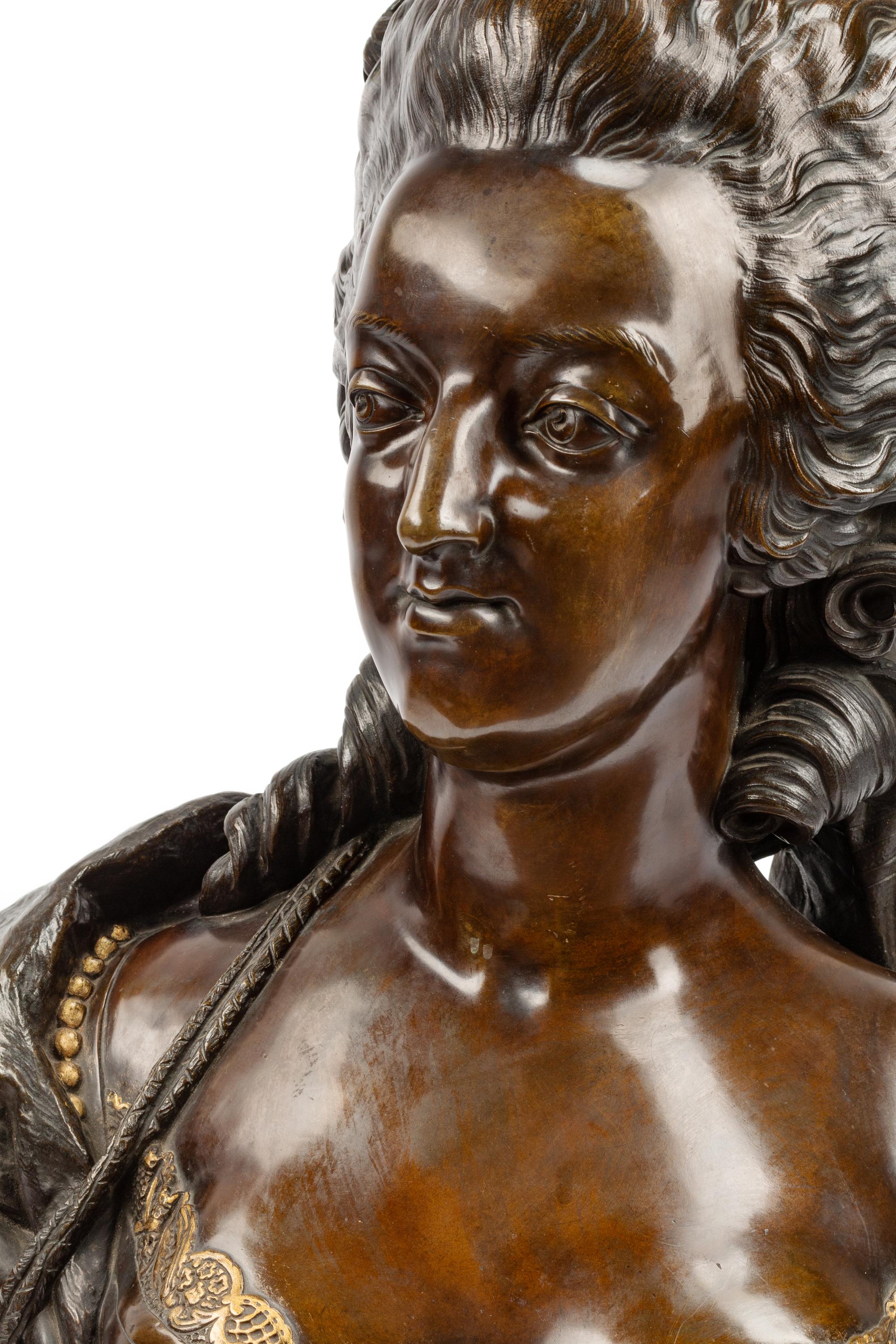 A French Gilt and Patinated Bronze Bust
