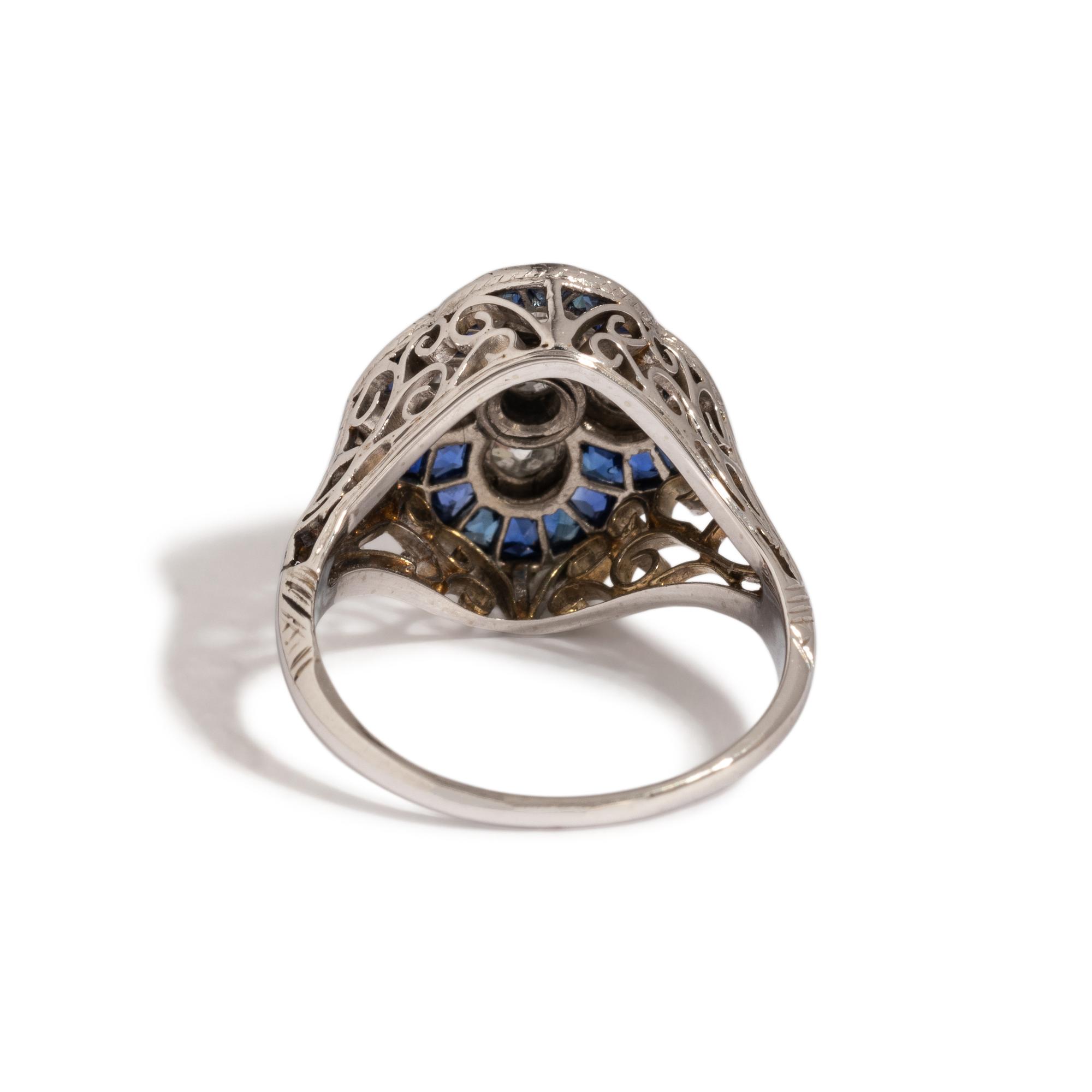 ANTIQUE, DIAMOND AND SAPPHIRE RING