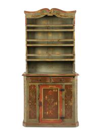 A Scandinavian Painted Step-Back Cupboard