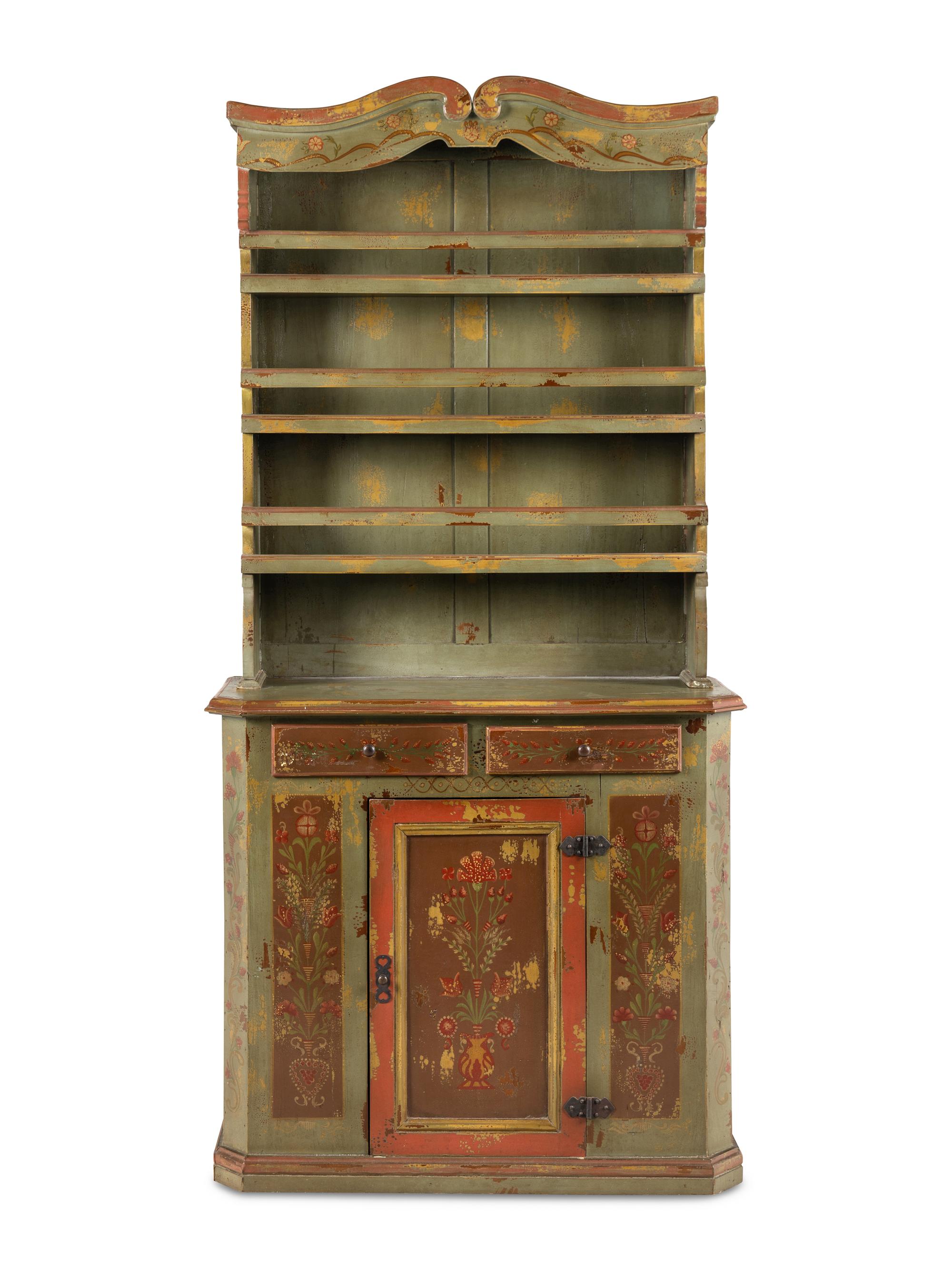 A Scandinavian Painted Step-Back Cupboard