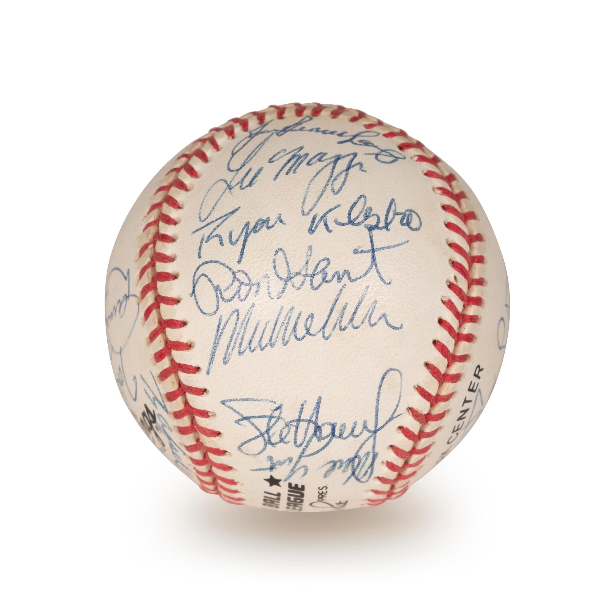 A 1992 Atlanta Braves National League Champions Team Signed Autograph Baseball With 17 Signatures (Beckett Authentication Services Letter BAS Certified),