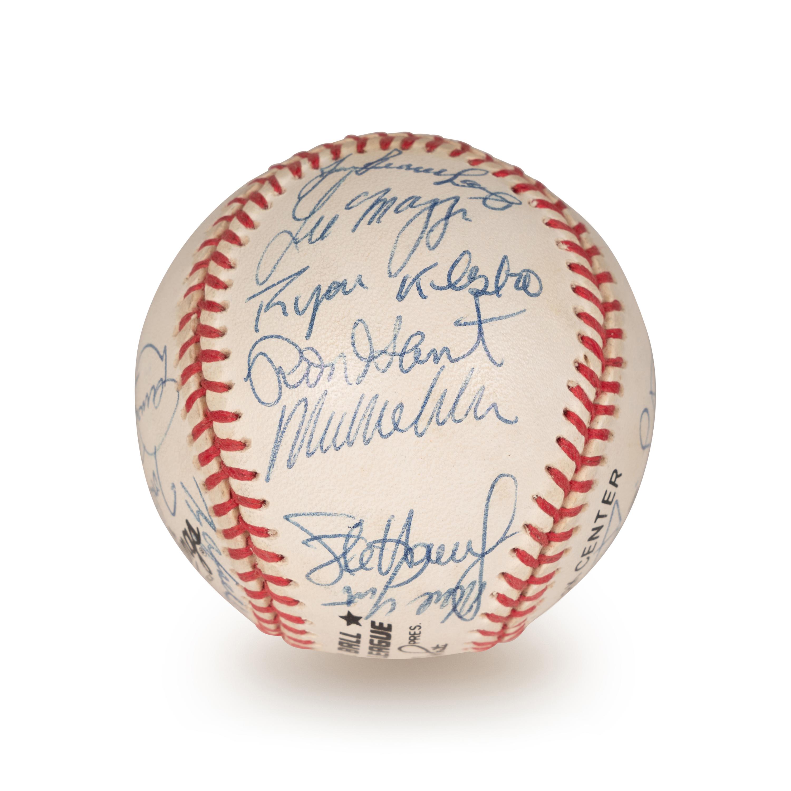 A 1992 Atlanta Braves National League Champions Team Signed Autograph Baseball With 17 Signatures (Beckett Authentication Services Letter BAS Certified),