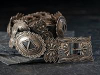 Petite Navajo Stamped Silver Concha Belt