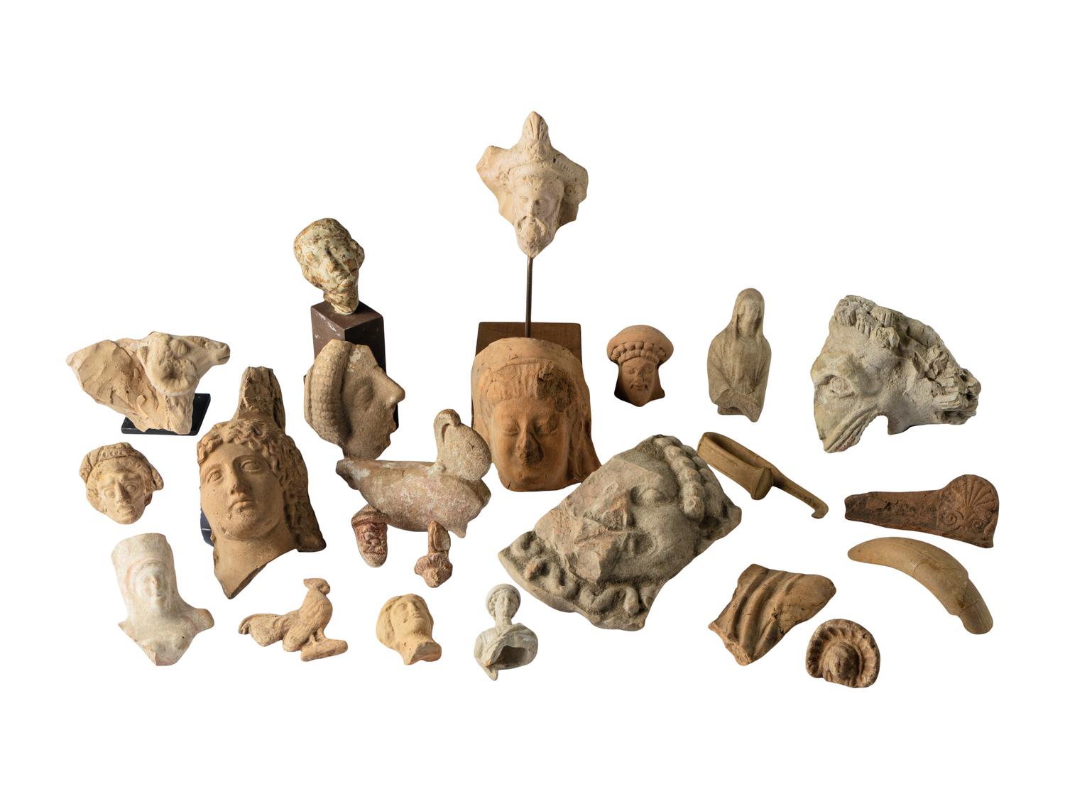 23 South Italian Terracotta Heads and Items