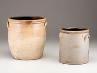 Two Cobalt Decorated Stoneware Crocks