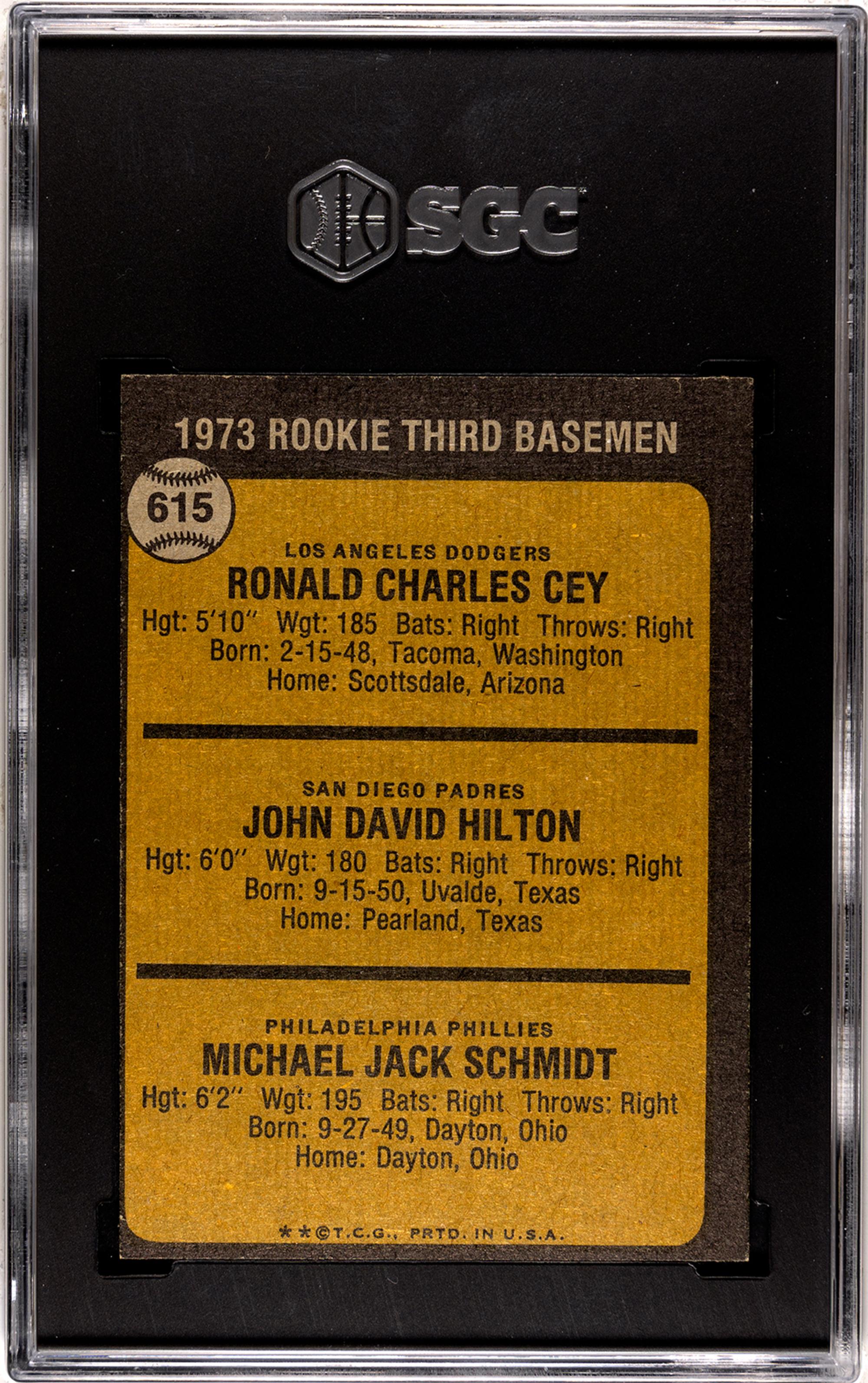 A 1973 Topps Mike Schmidt Rookie Baseball Card No. 615 (SGC 5 EX)