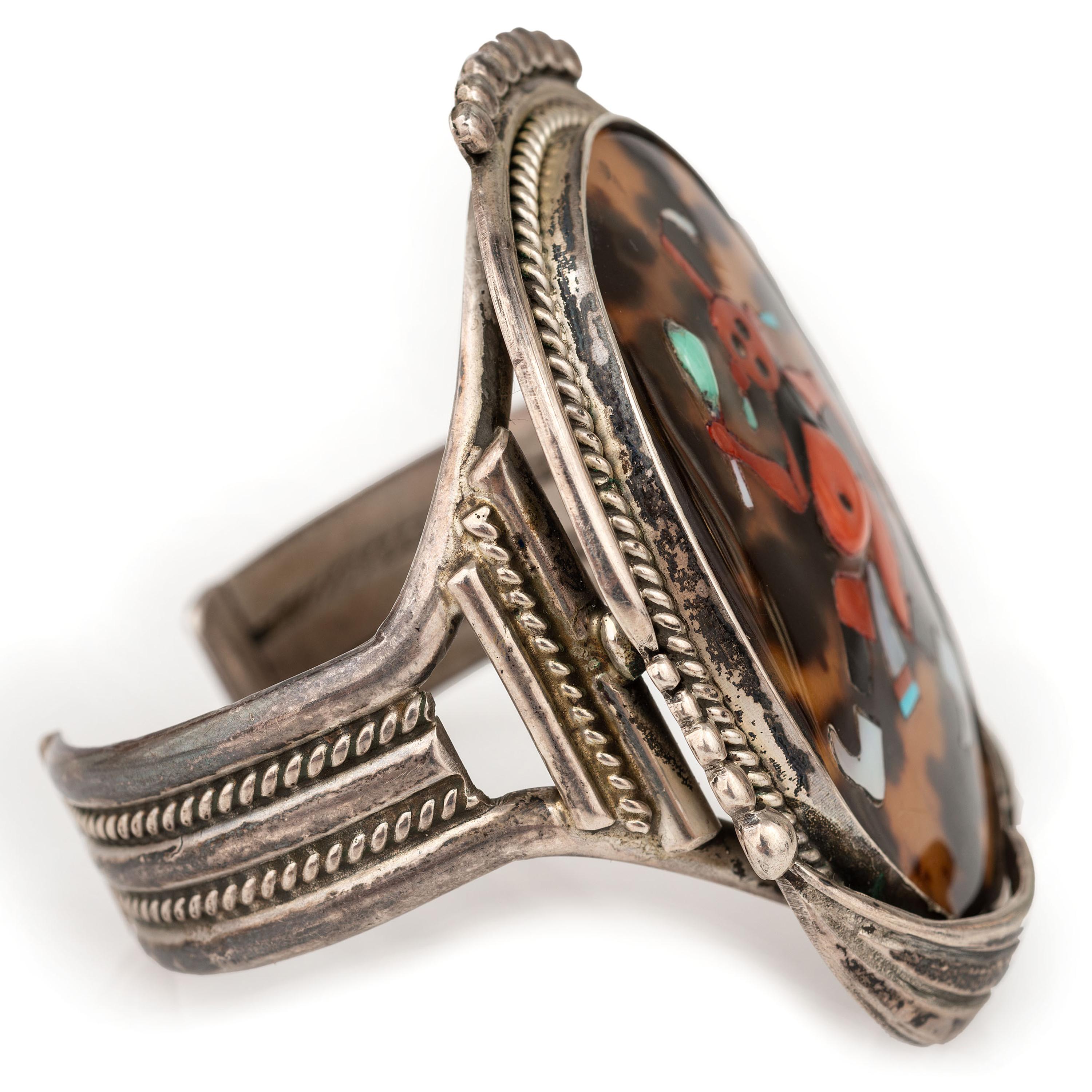 Silver and Mosaic Inlay Mudhead Cuff Bracelet