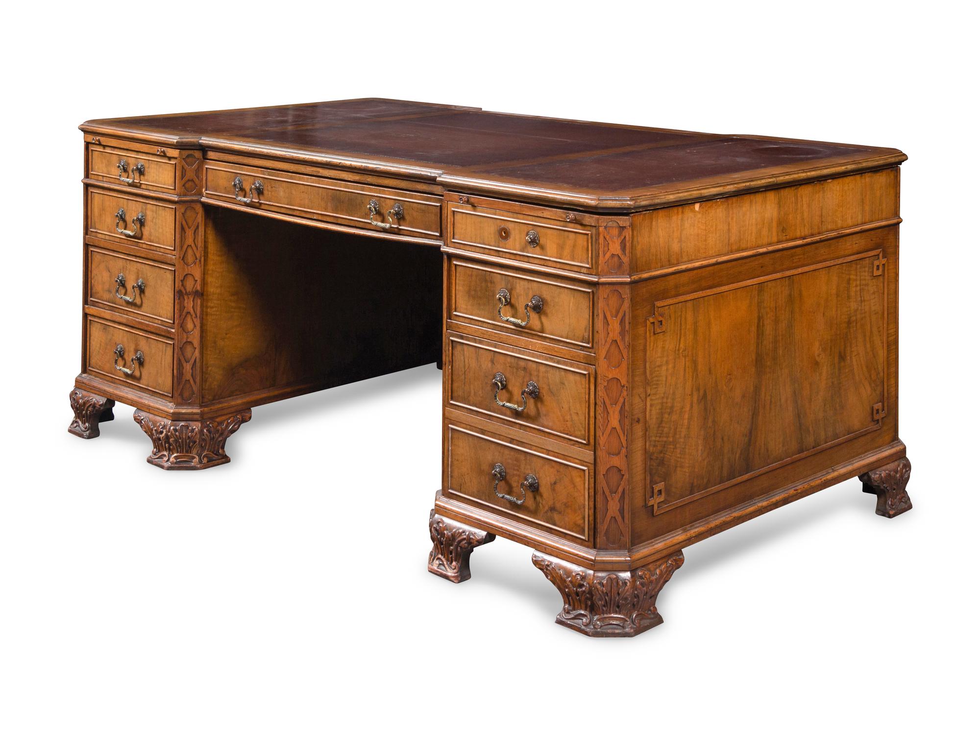 A George III Style Mahogany Pedestal Desk