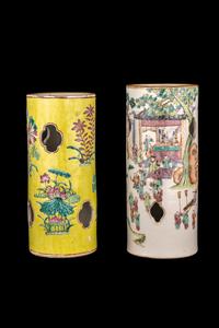Two Chinese Famille Rose Porcelain Hat Stands