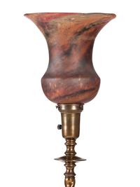 Hubley Floor Lamp with Steuben Moss Agate Shade American, 20th Century
