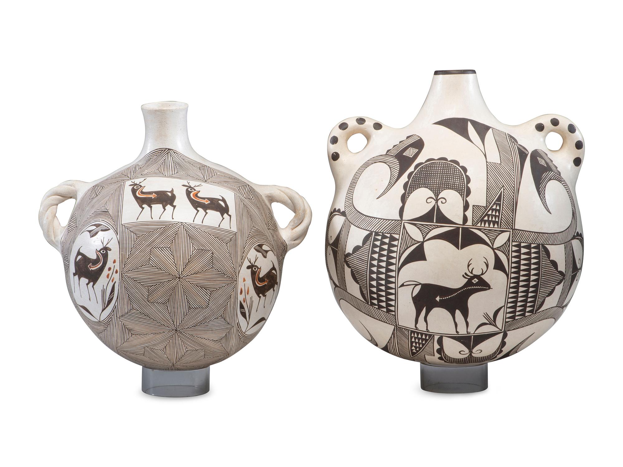 Pair of Large Acoma Pottery Canteens