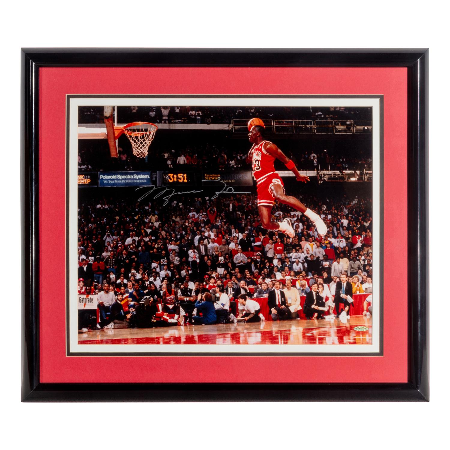 A Michael Jordan 1988 Gatorade Slam Dunk Championship Signed Autograph Display (Upper Deck Authenticated Hologram)