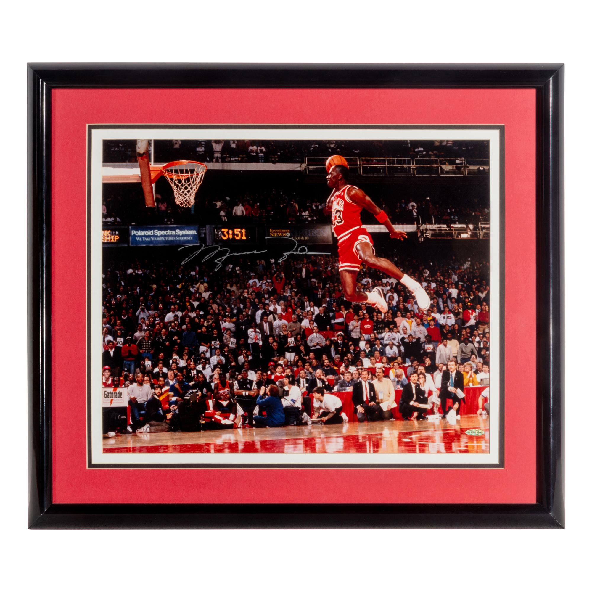 A Michael Jordan 1988 Gatorade Slam Dunk Championship Signed Autograph Display (Upper Deck Authenticated Hologram)