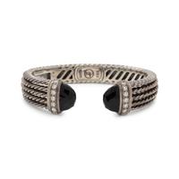 DAVID YURMAN, STERLING SILVER, DIAMOND AND ONYX CUFF BRACELET