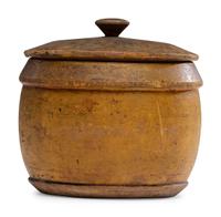 A Yellow Painted Lidded Treenware Canister, 19th Century