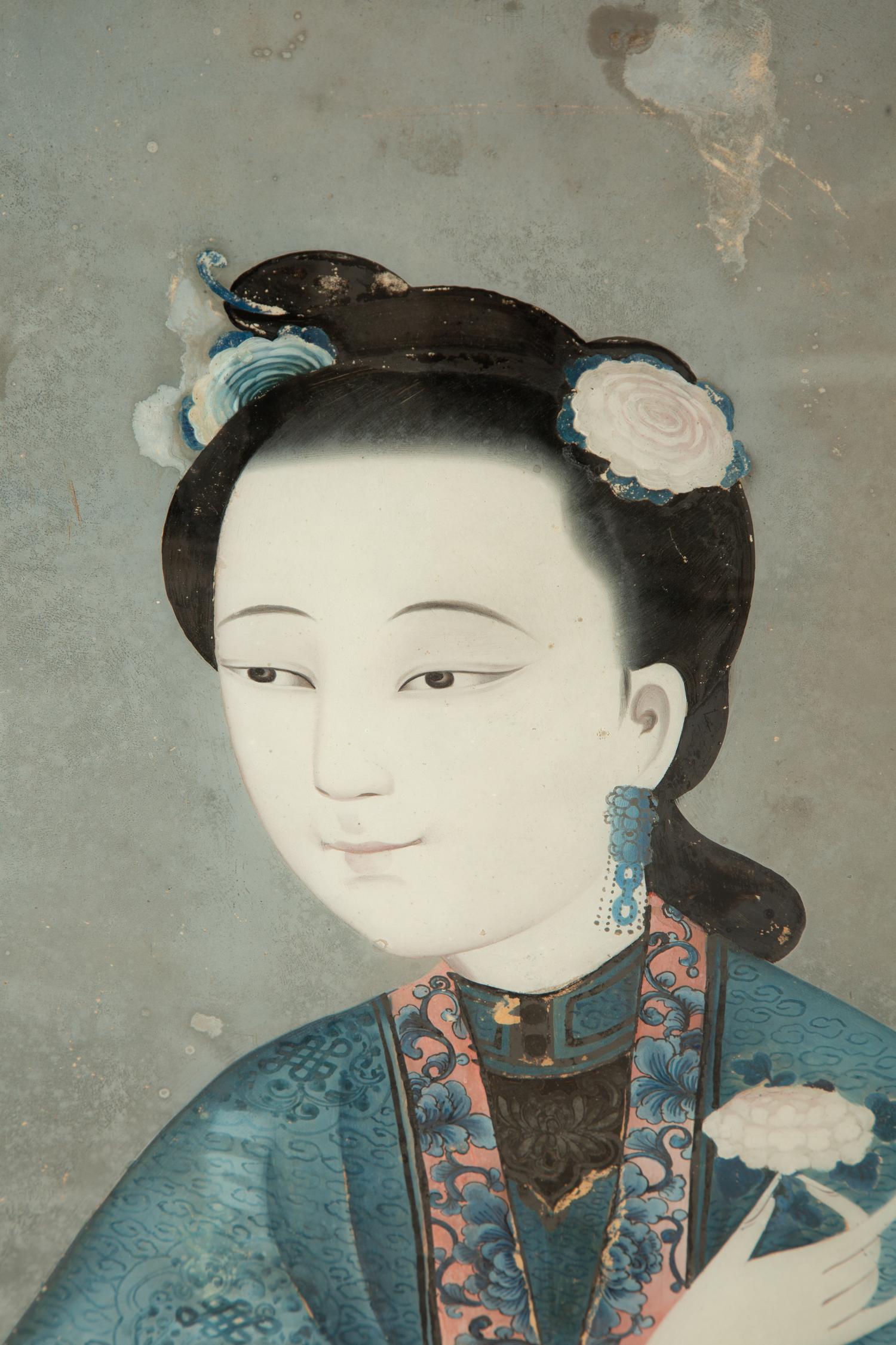 Two Chinese Reverse Paintings on Glass