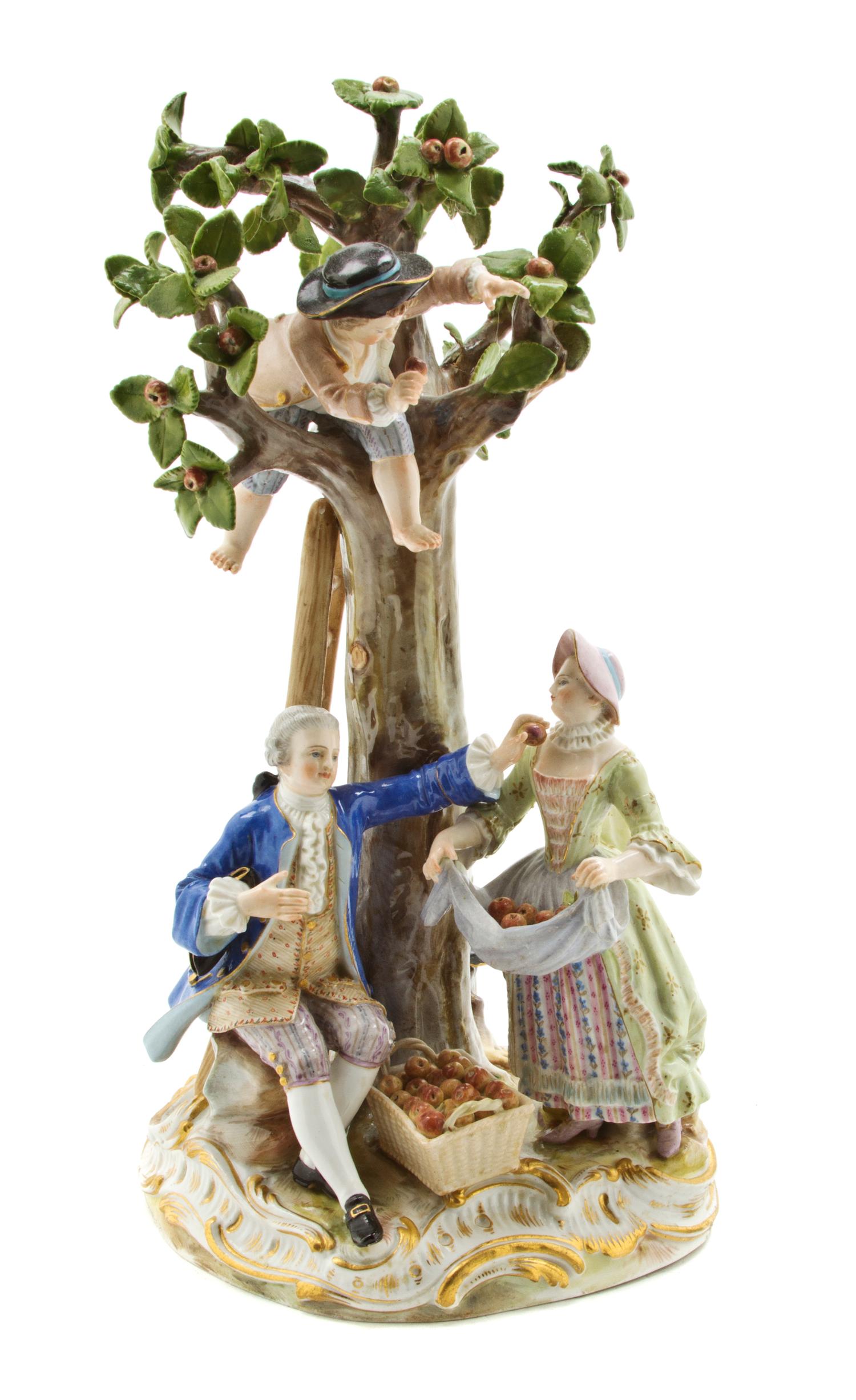 A Meissen Porcelain Figural Group, Height 10 1/2 inches.
