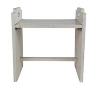 A Small White Bathroom Side Table Height 20 inches x width 19 1/4 inches x depth 14 1/2 inches.