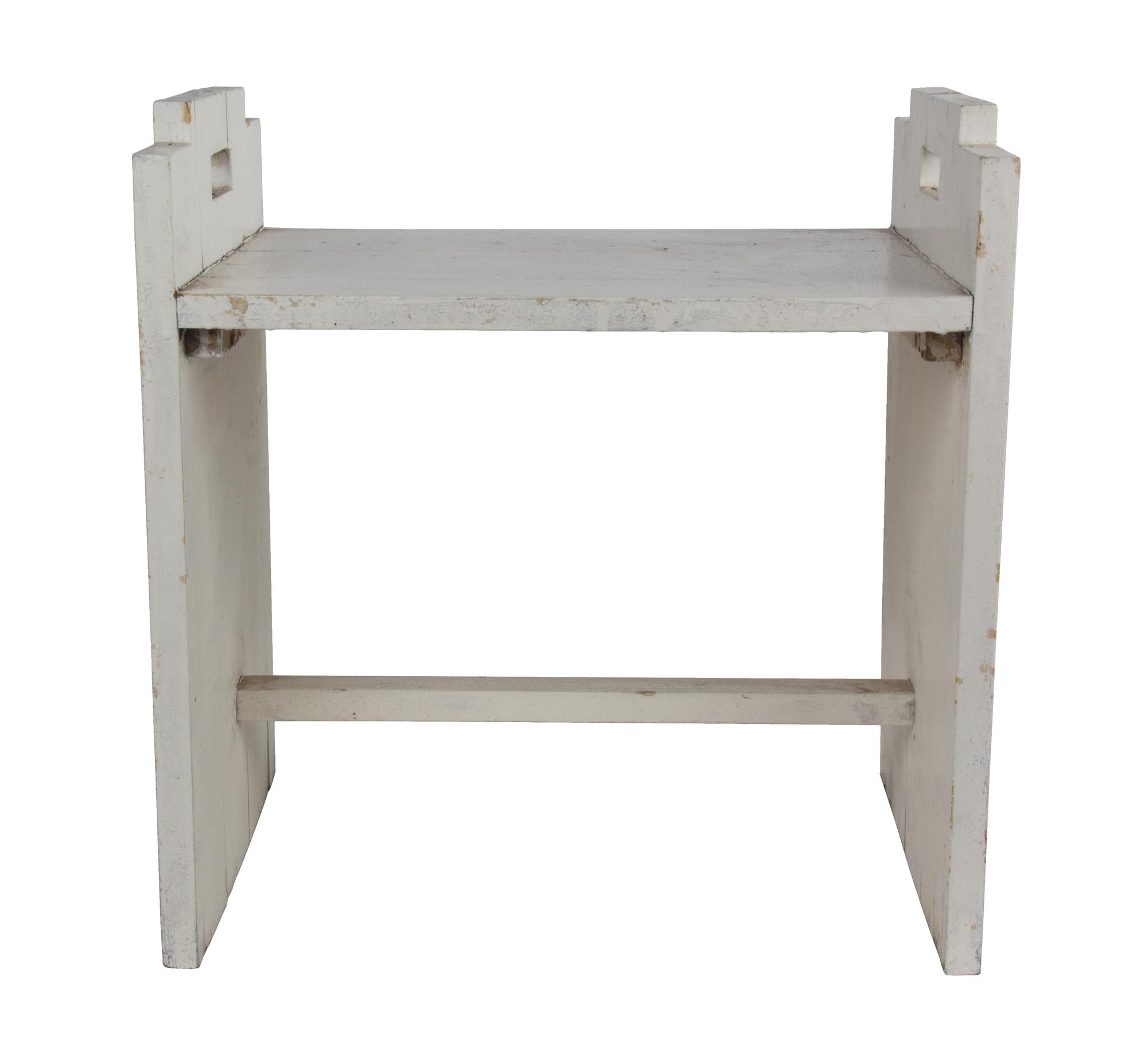 A Small White Bathroom Side Table Height 20 inches x width 19 1/4 inches x depth 14 1/2 inches.