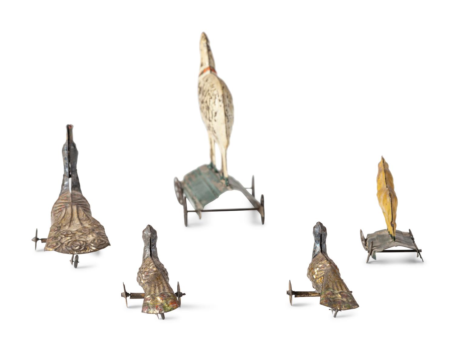Five Pressed and Painted Tin Circus Animal Toys