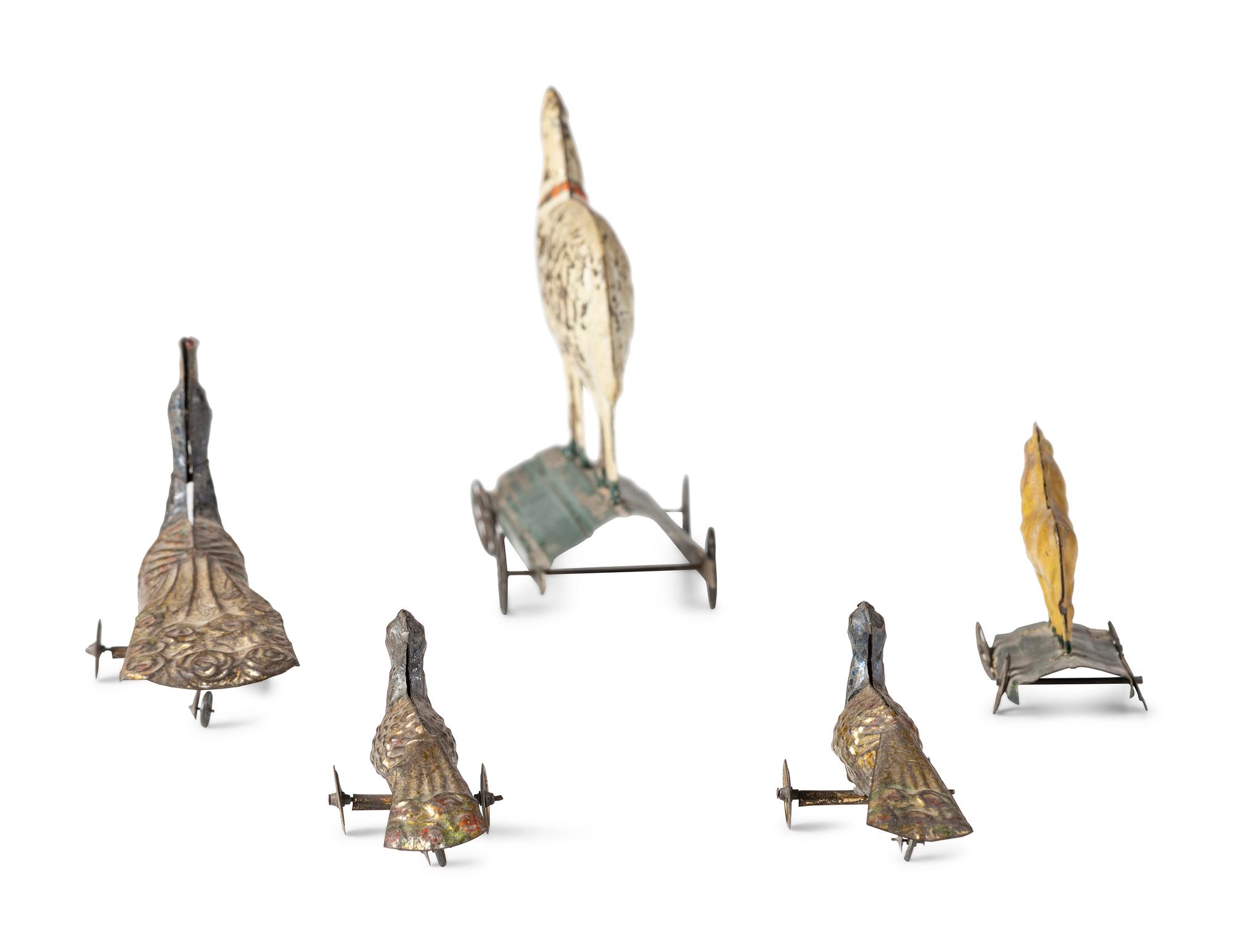 Five Pressed and Painted Tin Circus Animal Toys