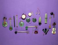 A Group of Chinese Hardstone Miniature Musical Instruments