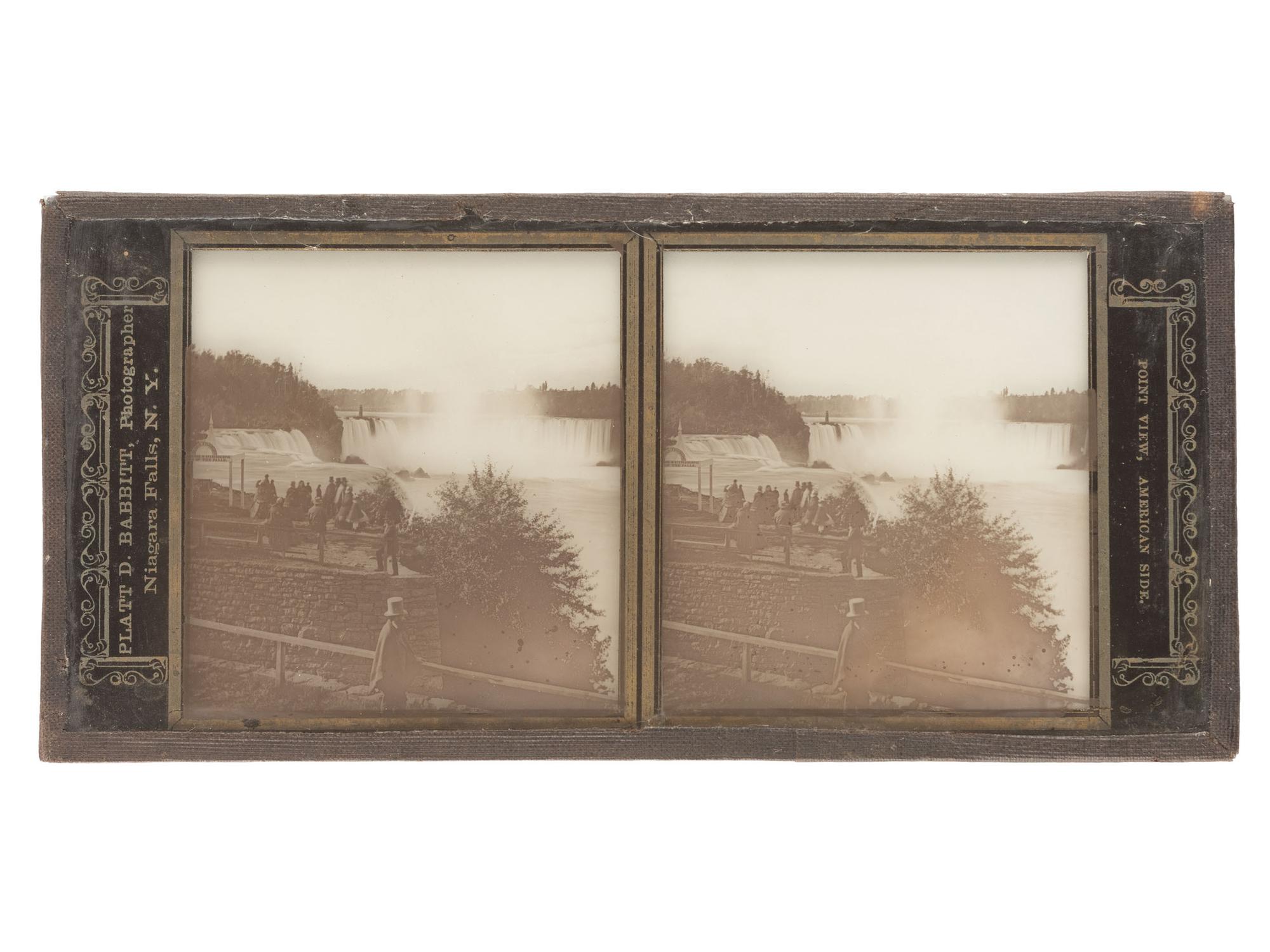 [EARLY PHOTOGRAPHY]. 6 photographs taken at Niagara Falls, incl. glass stereoview by Babbitt.