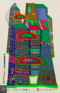 Friedensreich Hundertwasser, (Austrian, 1928–2000), Good Morning City - Bleeding Town
