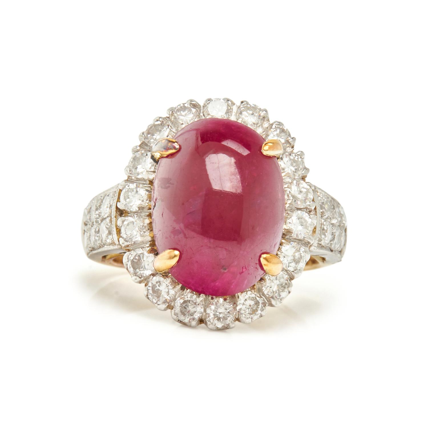 TREATED RUBY AND DIAMOND RING