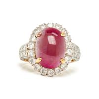 TREATED RUBY AND DIAMOND RING