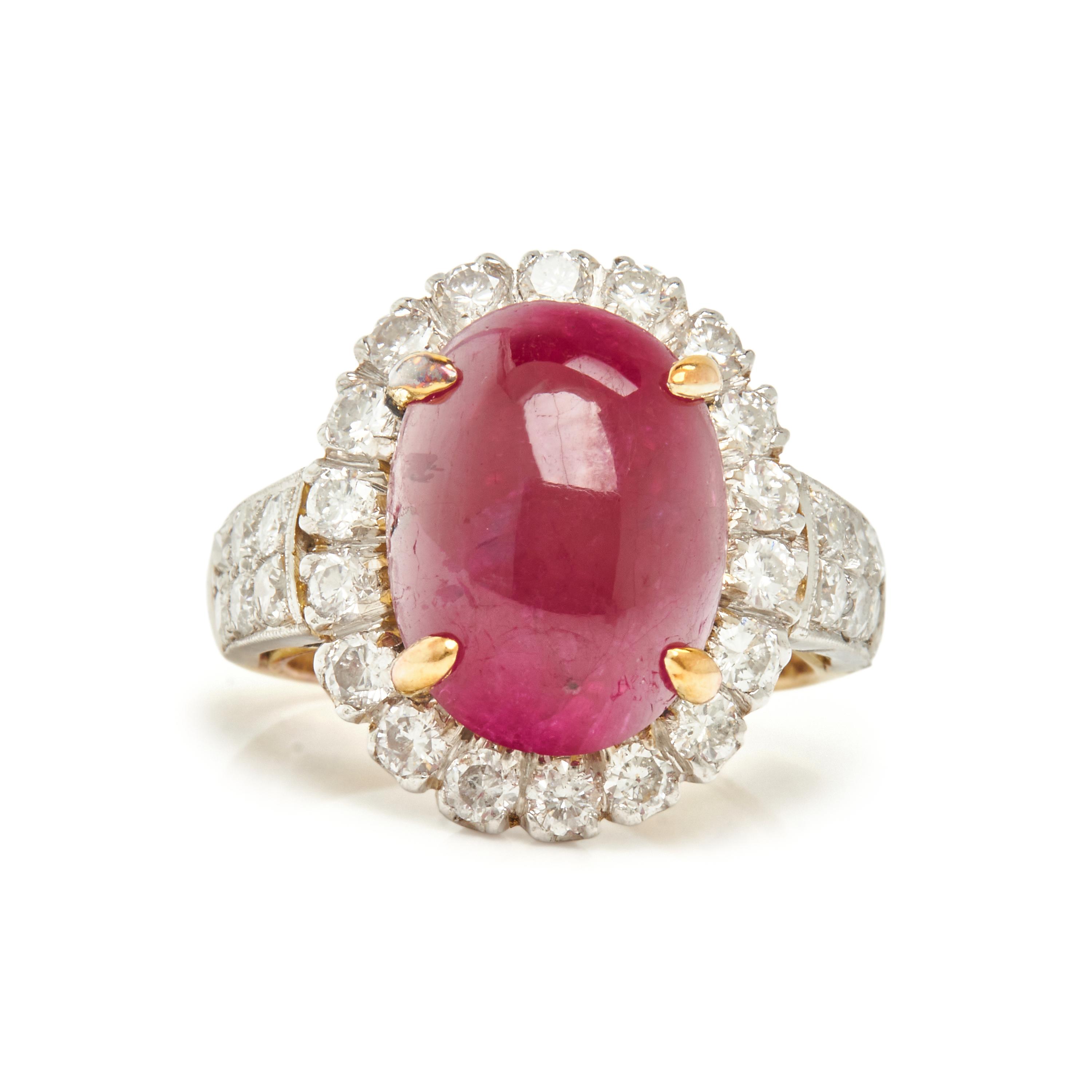TREATED RUBY AND DIAMOND RING