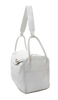 An Hermes White Taurillon Clemence Lindy 34 Handbag, 13.5" x 8" x 7".
