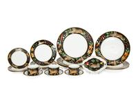 A Lynn Chase Porcelain Jaguar Jungle Dinner Service