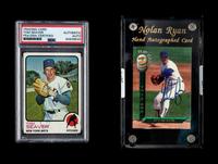 A Tom Seaver Signed Autograph 1973 Topps Baseball Card No. 350 (PSA Authentic) and 1994 Signature Rookies Nolan Ryan Autograph Card
