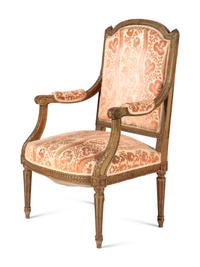 A Pair of Napoleon III Giltwood Fauteuils
