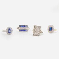 A Collection of Four Diamond and Sapphire Rings