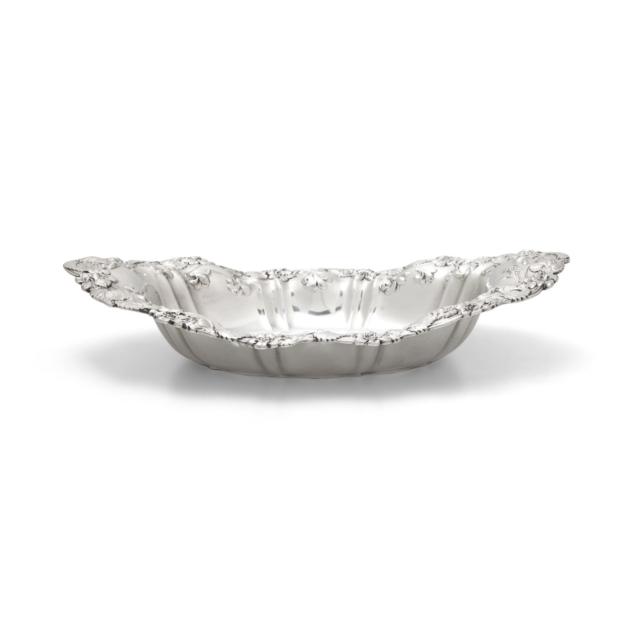A Sterling Silver Floral Repousse Dish